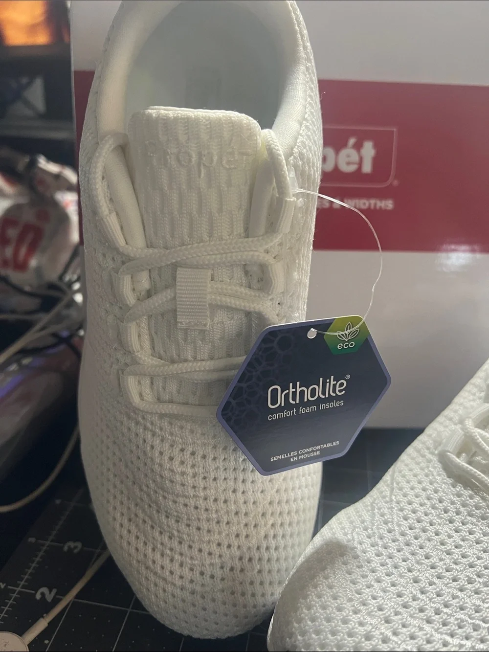 Propet Women's All-White Knit Walking Sneakers